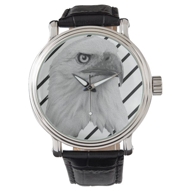 Bald Eagle Face Oil Paint, Watch (Front)