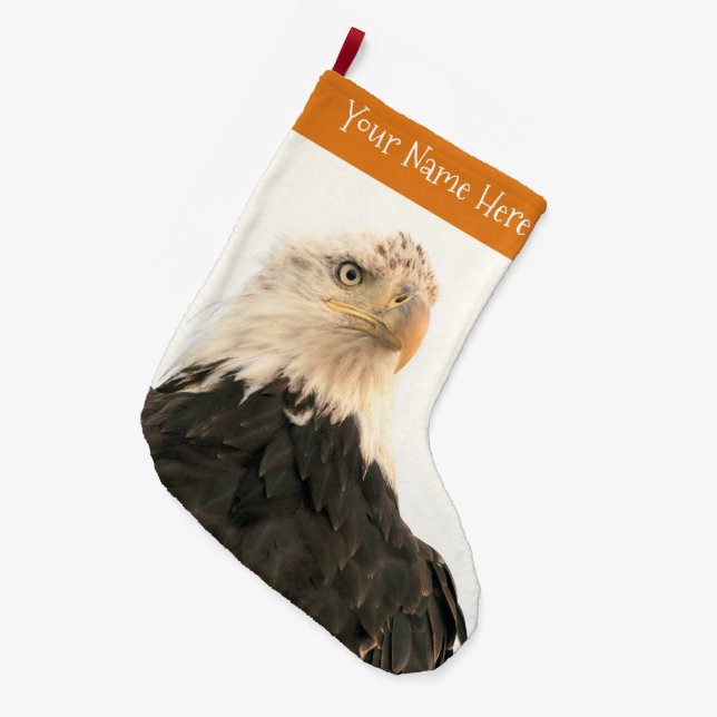 Bald Eagle Fading into the Smoky Sky Large Christmas Stocking (Front (Hanging))