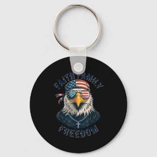 Bald Eagle Faith Family Freedom Patriotic Christia Keychain
