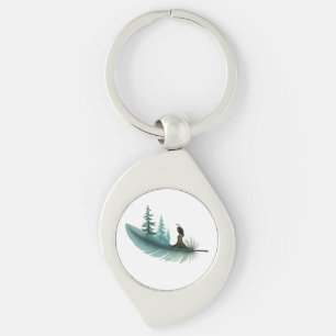 Bald Eagle Feather and Trees Keychain