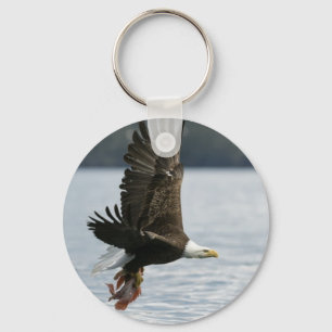 Bald Eagle Fish Retrieval Keychain