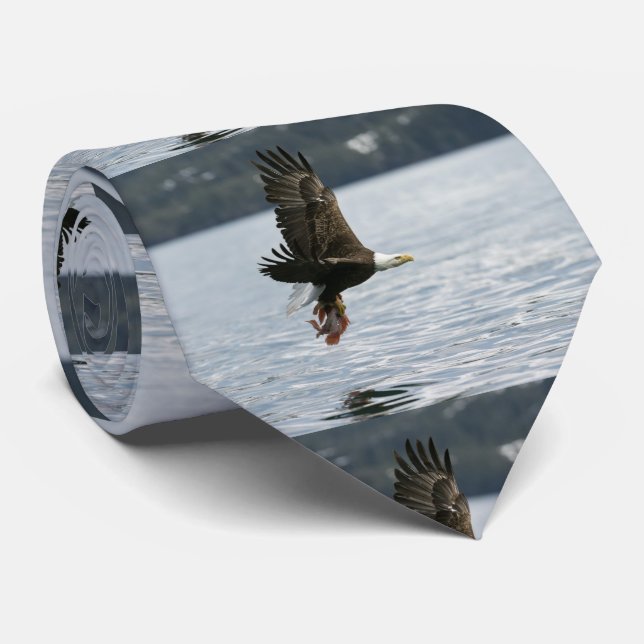 Bald Eagle Fish Retrieval Tie (Rolled)