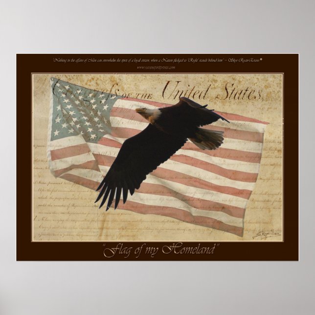 BALD EAGLE & FLAG Poster patriotique avec devis (Devant)