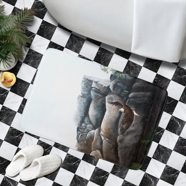 Bald Eagle Flight Rocks Bath Mat (Creator Uploaded)