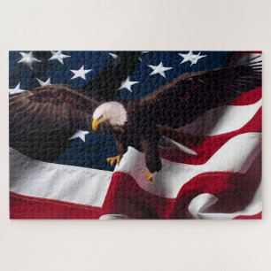 Bald Eagle flying in front and looking Jigsaw Puzzle