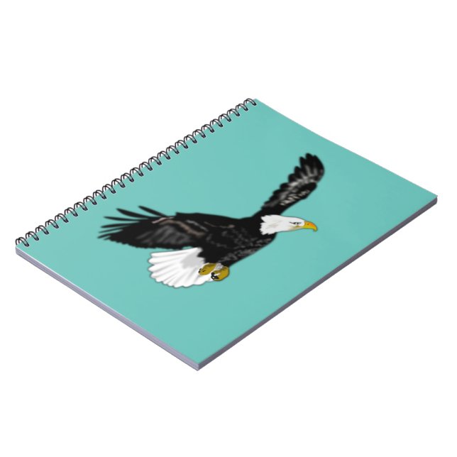 Bald Eagle Flying Notebook - Your Colours - Text (Left Side)