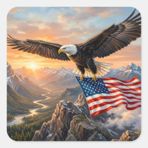 Bald Eagle flying Square Sticker