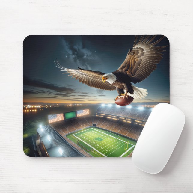 Bald Eagle Flying With a Football Mouse Pad (With Mouse)