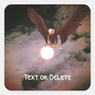 Bald Eagle Full Moon Fantasy Personalized Square Sticker