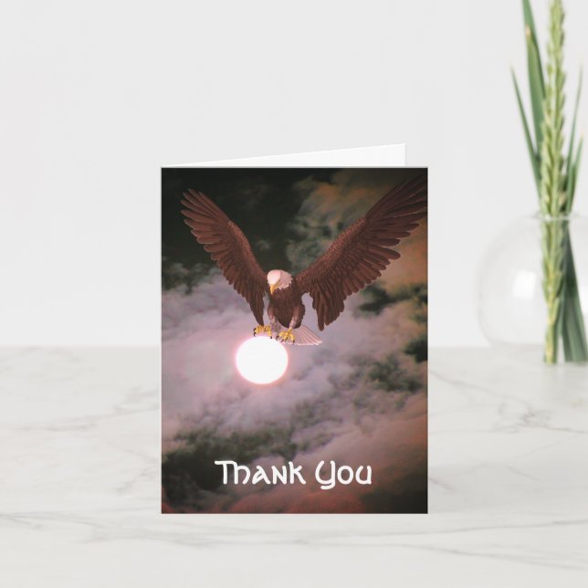 Bald Eagle Full Moon Fantasy Thank You Card (Front)