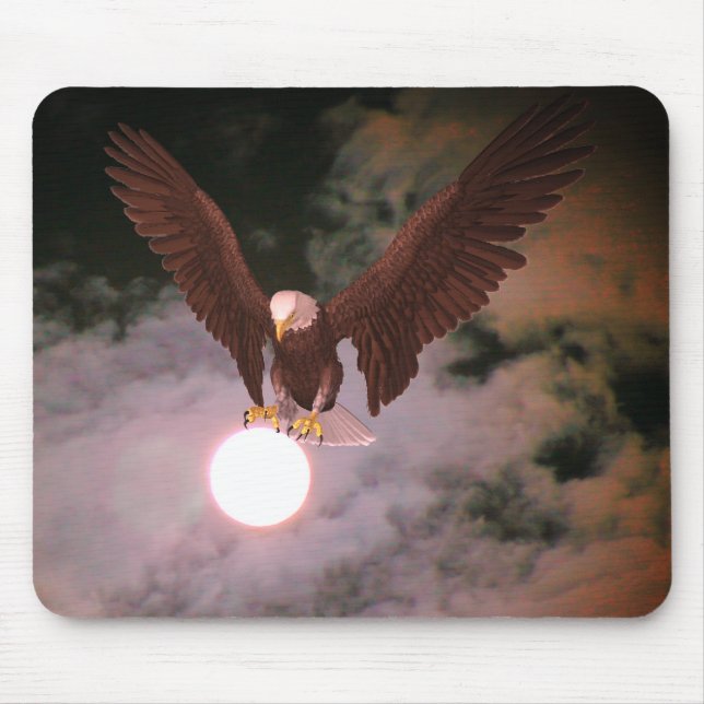 Bald Eagle Full Moon Night Sky Fantasy  Mouse Pad (Front)