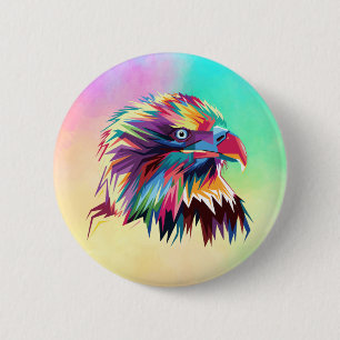 Bald Eagle Geometric Prismatic Design-80590 2 Inch Round Button