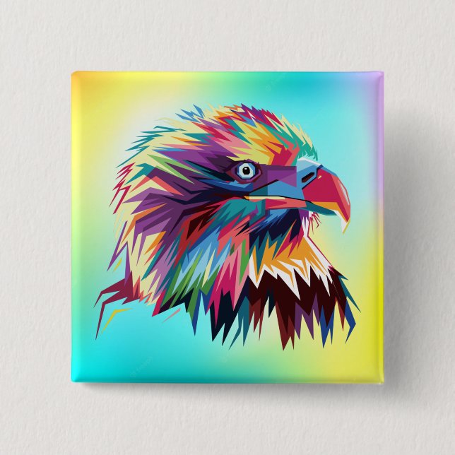 Bald Eagle Geometric Prismatic Design-80590 2 Inch Square Button (Front)