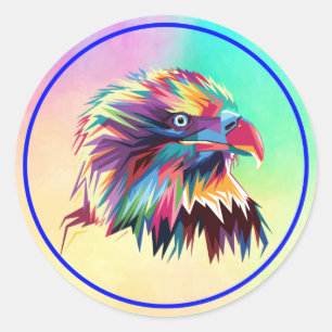 Bald Eagle Geometric Prismatic Design-80590 Classic Round Sticker