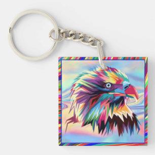 Bald Eagle Geometric Prismatic Design-80590 Keychain
