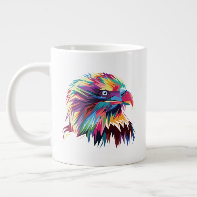 Bald Eagle Geometric Prismatic Design-80590 Large Coffee Mug (Left)