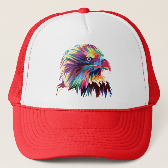 Bald Eagle Geometric Prismatic Design-80590 Trucker Hat (Front)