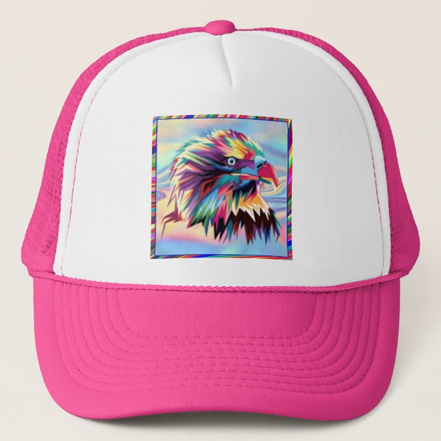 Bald Eagle Geometric Prismatic Design-80590 Trucker Hat (Front)