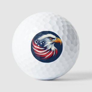 Bald Eagle Gift for Him – USA Patriotic Artwork Golf Balls