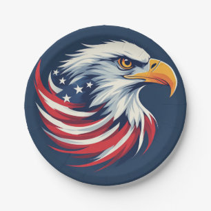 Bald Eagle Gift for Him – USA Patriotic Artwork Paper Plate