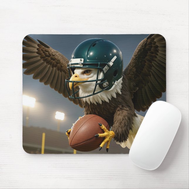 Bald Eagle Gripping a Football In a Stadium Mouse Pad (With Mouse)