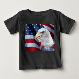 bald Eagle head American flag Fourth of July Baby T-Shirt