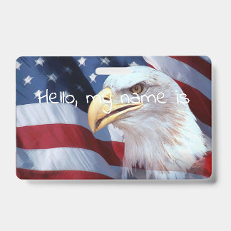 bald Eagle head American flag Fourth of July Badge