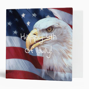 bald Eagle head American flag Fourth of July Binder