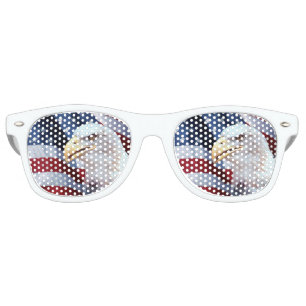 bald Eagle head American flag Fourth of July Retro Sunglasses
