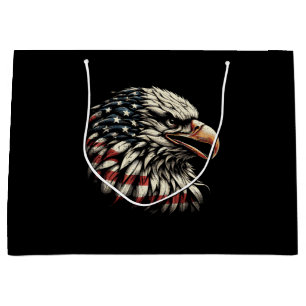 Bald Eagle Head American Flag USA Patriotic Men Wo Large Gift Bag