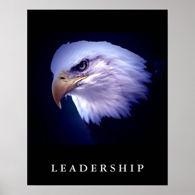 Bald Eagle Head Motivational Leadership Art Poster (Front)
