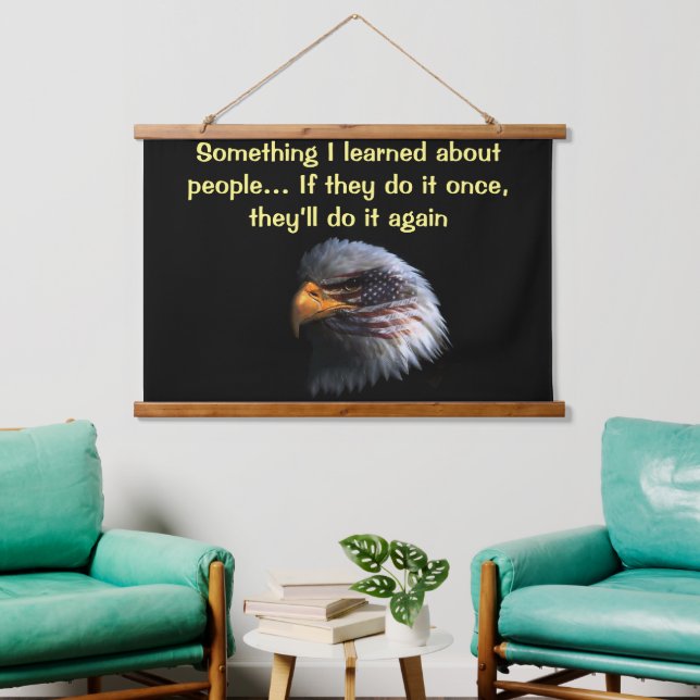 Bald Eagle head with a American flag on his face  Hanging Tapestry (Living Room)