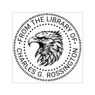 Bald Eagle Head with Open Beak Library Book Name Self-inking Stamp