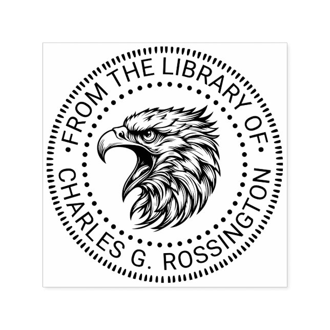 Bald Eagle Head with Open Beak Library Book Name Self-inking Stamp (Design)