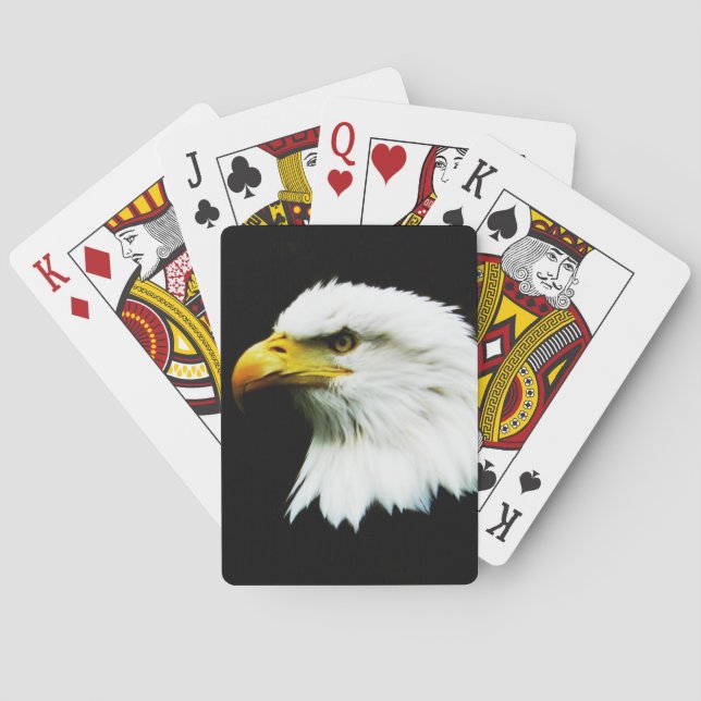 Bald Eagle Headshot Photo Playing Cards (Back)