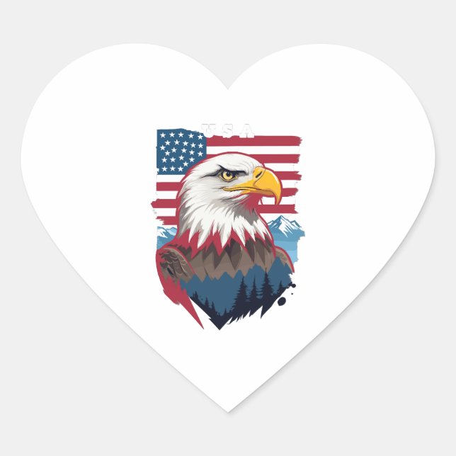 Bald Eagle Heart Sticker (Front)