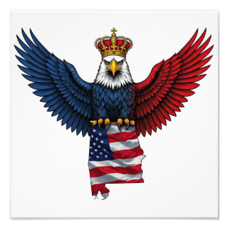Bald Eagle holding map of ALABAMA state Photo Print