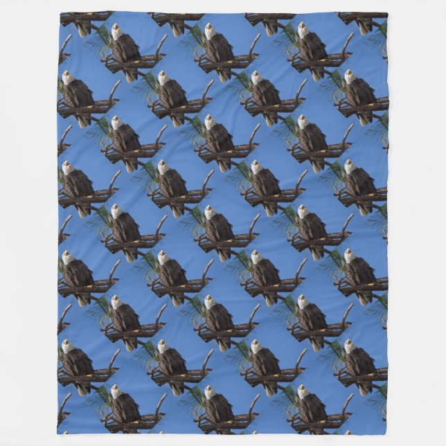 bald eagle honour troops USA American patriotic ar Fleece Blanket (Front)