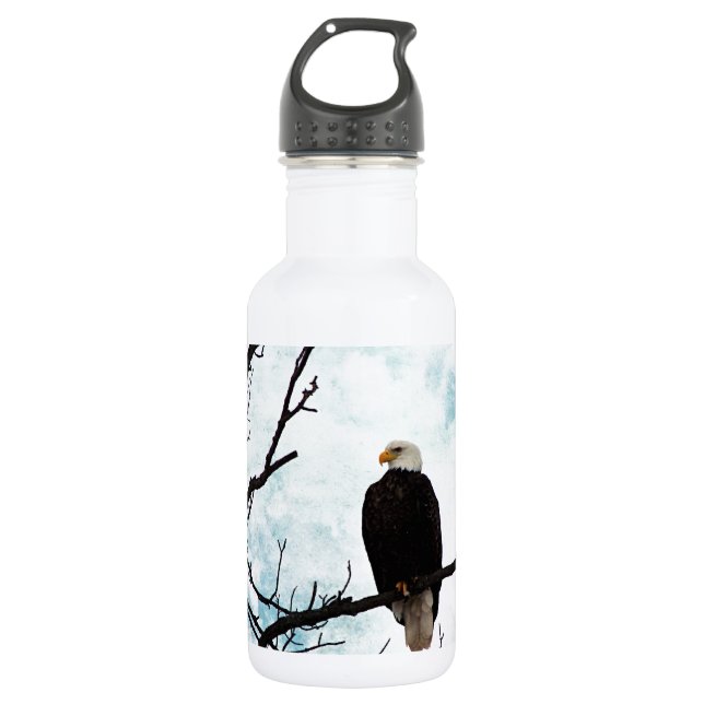 Bald Eagle in a Tree With Blue Sky and Clouds 532 Ml Water Bottle (Front)