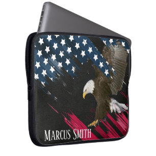 Bald Eagle in American Flag Abstract   Laptop Sleeve