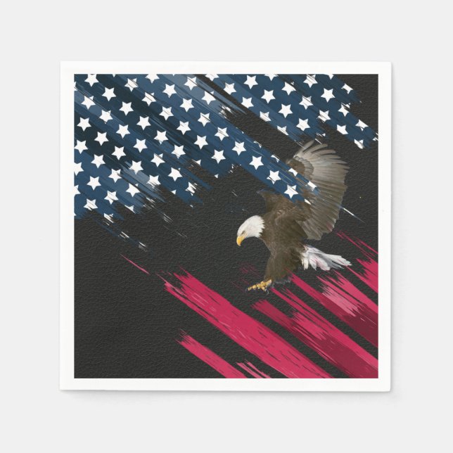 Bald Eagle in American Flag Abstract Napkin (Front)