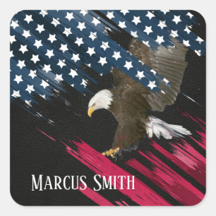 Bald Eagle in American Flag Abstract  Square Sticker