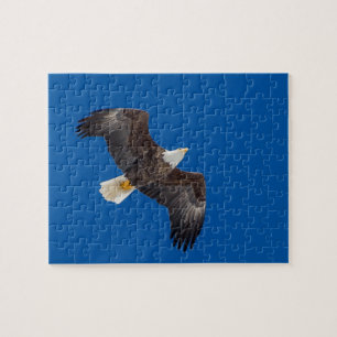 Bald Eagle In Blue Sky Jigsaw Puzzle