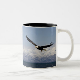 Bald Eagle in Flight, Haliaeetus leucocephalus, 3 Two-Tone Coffee Mug