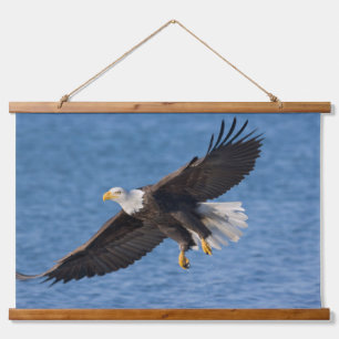 Bald eagle in flight hanging tapestry