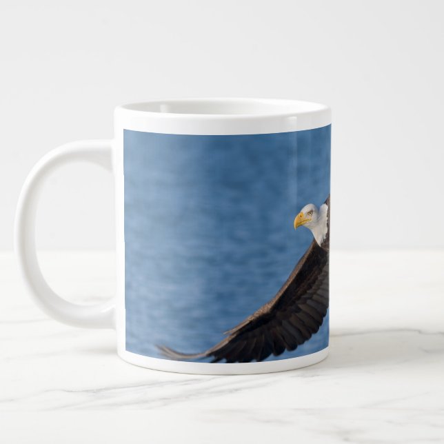 Bald eagle in flight large coffee mug (Left)
