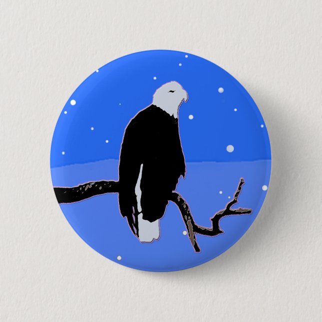 Bald Eagle in Winter  - Original Wildlife Art 2 Inch Round Button (Front)