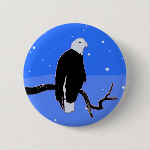 Bald Eagle in Winter - Original Wildlife Art 2 Inch Round Button