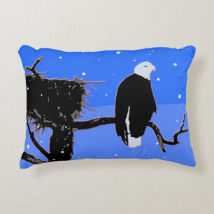 Bald Eagle in Winter - Original Wildlife Art Accent Pillow