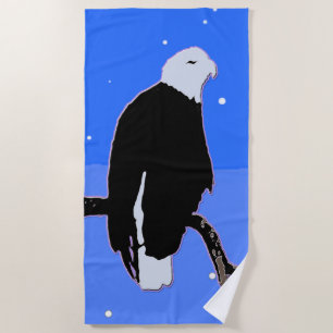 Bald Eagle in Winter  - Original Wildlife Art Beach Towel
